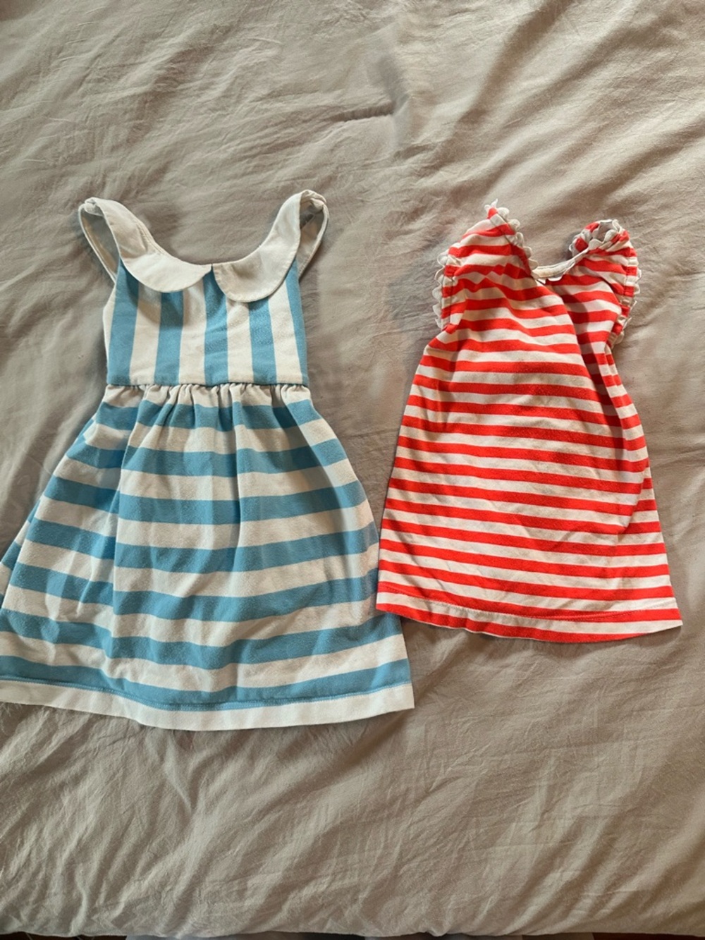 Jacadi Blue and White Striped Dress with Peter Pan Collar